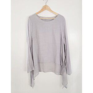 Miss Look Hi-Low Layered Gray Tunic Blouse